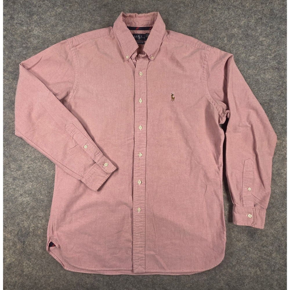 Ralph Lauren Mens Oxford Button Down Shirt Pink Classic Fit Medium RN 41381